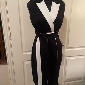 Calvin Klein Black and White Midi Dress